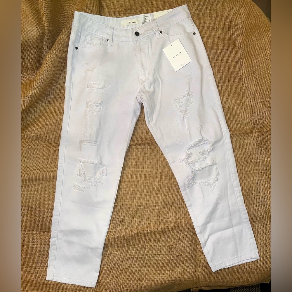 KanCan White Distressed Ankle Jeans